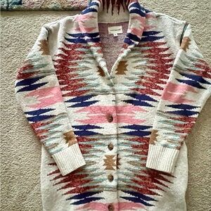 NWOT Lucky Brand Multicolor Shawl Collar Cardigan